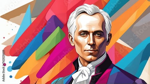 Pierresimon laplace colorful geometric shapes background. Digital painting. Vector illustration from Generative AI photo