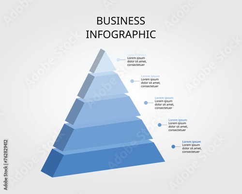 pyramid chart template for infographic for presentation for 5 element photo