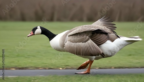 A Goose With Its Feathers Trailing Behind It As It Upscaled 5 photo