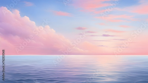 beauty of a gradient transition from soft pastel blues to delicate pinks, capturing the essence of a peaceful sunrise over calm waters. © Artistic_Creation