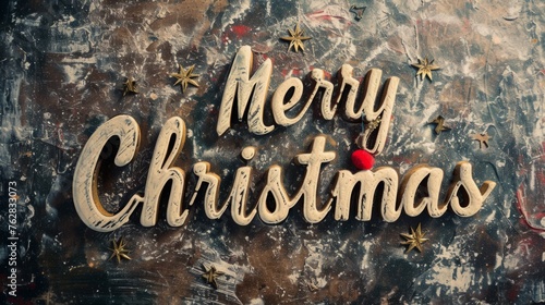 Brown Marble Merry Christmas concept creative horizontal art poster.