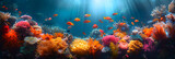 Underwater with colourful sea life, 
Fantasy concept showing a Great Barrier Reef Australia A colorful array of underwater wildlife
