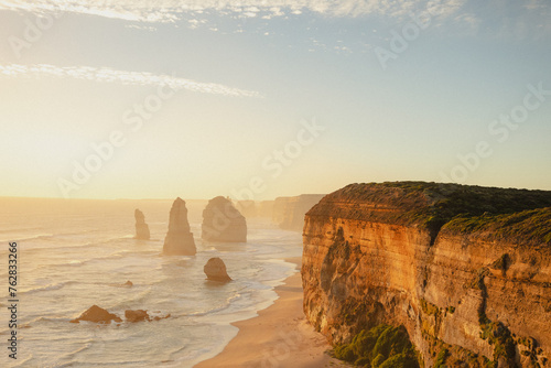 sunset at twelve apostles in australia (great ocean road) 