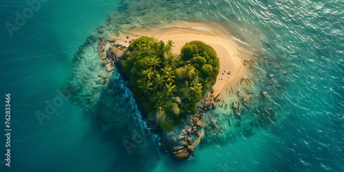 Heart Shaped Tropical Island aerial  © rouda100