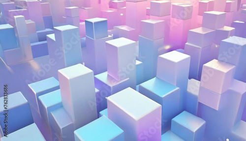 Horizontal High-Resolution Render of Abstract 3D Cubes in Motion. Vibrant Pink  Purple  and Blue Colors Perfect for Futuristic Backgrounds  Website Hero Sections  Animation Elements    Motion Graphics