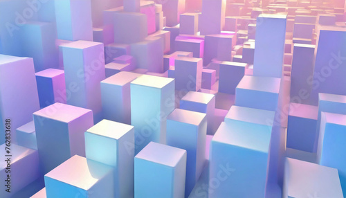 Horizontal High-Resolution Render of Abstract 3D Cubes in Motion. Vibrant Pink, Purple, and Blue Colors Perfect for Futuristic Backgrounds, Website Hero Sections, Animation Elements, & Motion Graphics