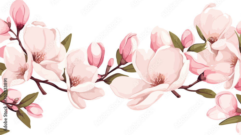 Frame with magnolia flowers. Beautiful decorative p
