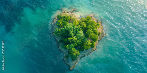 Heart Shaped Tropical Island aerial  © rouda100