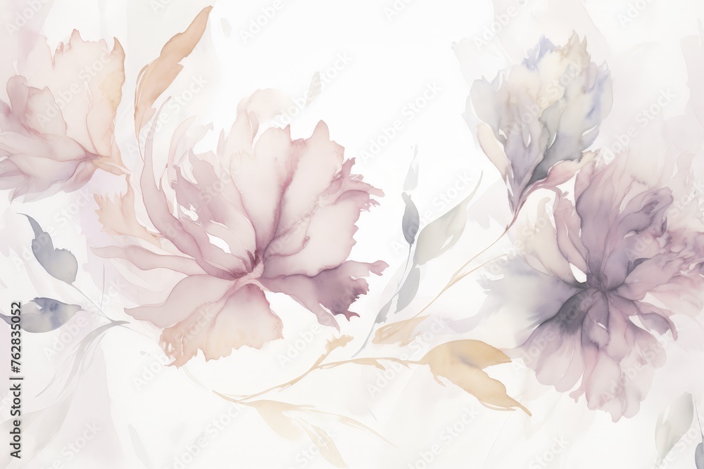 Delicate pink flowers gracefully dance across a pristine white canvas, exuding an aura of elegance and beauty