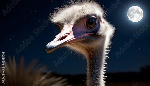 An Ostrich With Its Feathers Shimmering In The Moo Upscaled 5