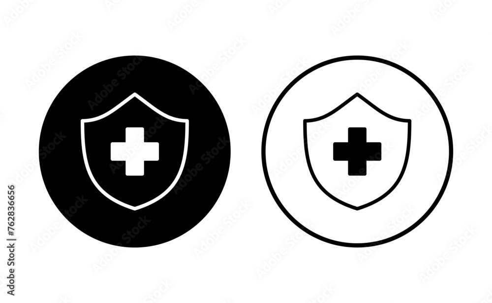 Health insurance icon set. Insurance health document icon Health insurance icon set. Insurance health document icon