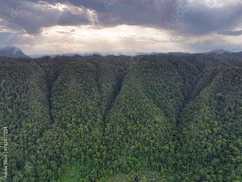 Rainforest mountains on Waigeo Island in Indonesia's Raja Ampat, West Papua photo