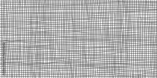 Crisscross black line on a transparent background. Hand-drawn gauze texture. Abstract monochrome banner. Vector illustration
