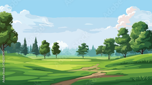 Golf field illustration. Sport club item or symbol.
