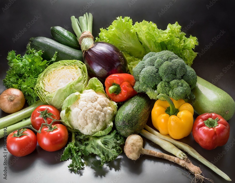 fresh vegetables on a black background fresh vegetables on a black background