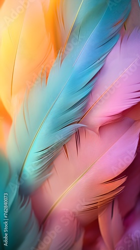 bird feathers, multi-colored, background, pastel tone, blue and pink, omputer wallpaper, phone wallpaper