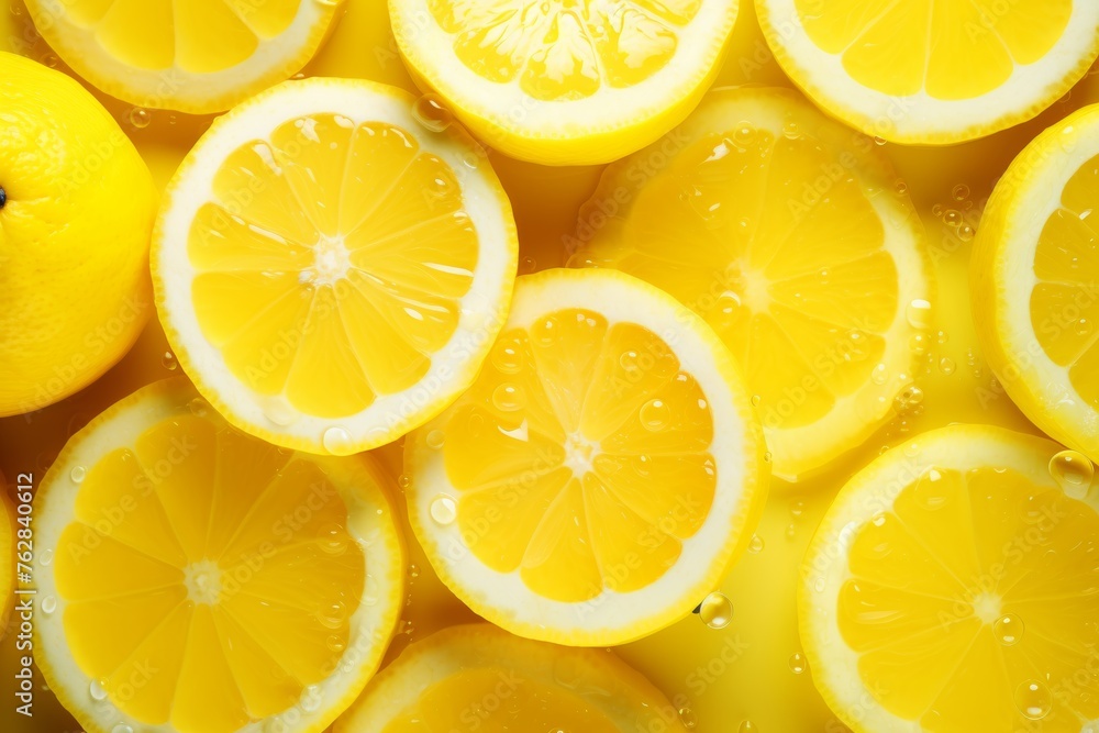Vibrant citrus fruits in yellow water with ripples and circles refreshing summer concept Vibrant citrus fruits in yellow water with ripples and circles refreshing summer concept