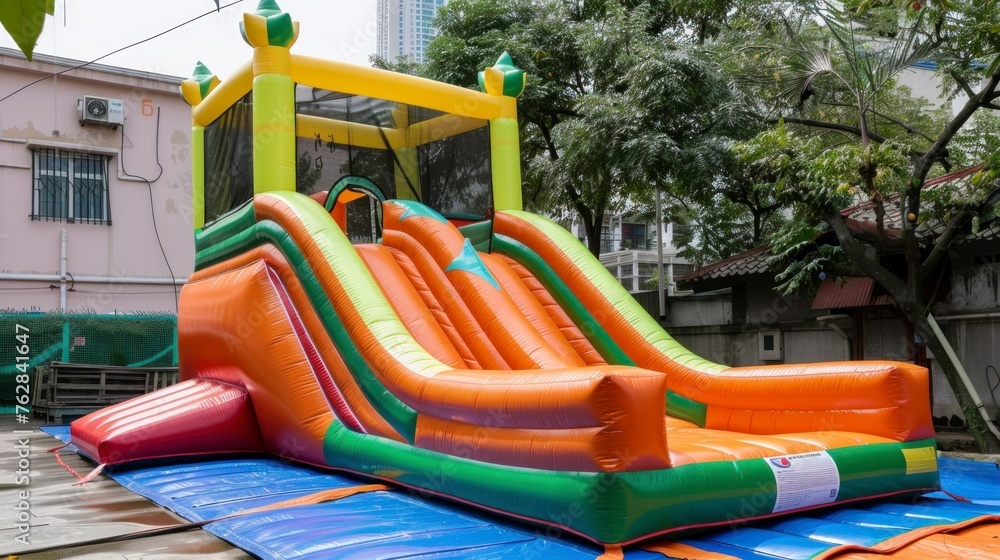 inflatable castles game for children in a park in high resolution and quality inflatable castles game for children in a park in high resolution and quality