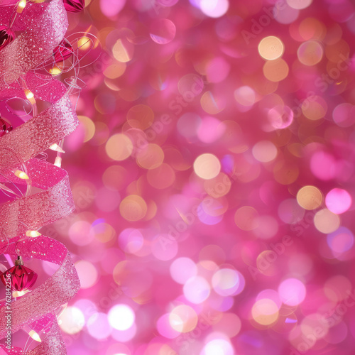 Pink background with pink ribbon and pink sparkles