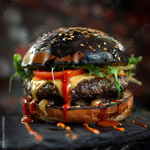 burgers, fast food, flames, restaurants, cafes, patty burgers, Juicy Burger, hotel burgers, Burger food, burger with ketchup, tomato burger, black burger photo