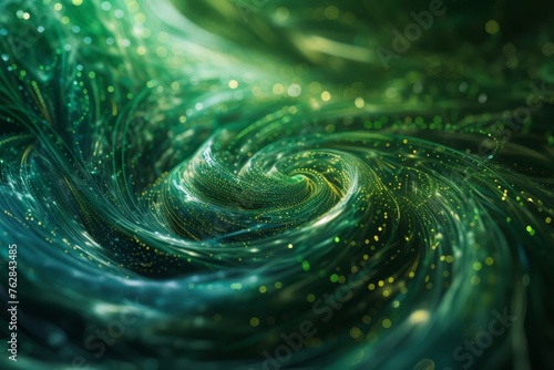 green blue Swirls of Fractal Energy in Abstract Wave Particle Design, Illuminated by Creative Light and Geometric   © EC Tech 