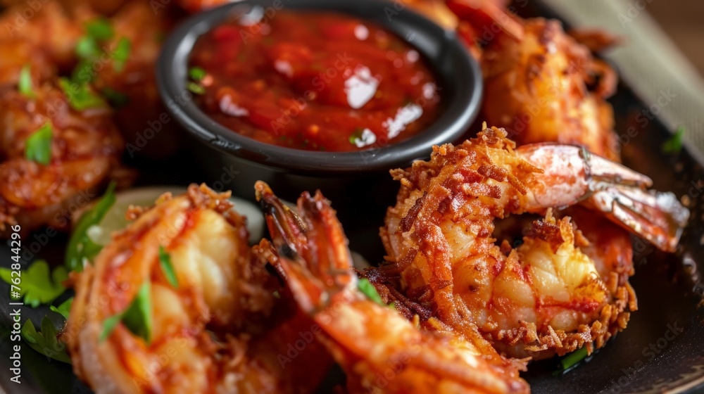 Fried Organic Coconut Shrimp with Cocktail Sauce Fried Organic Coconut Shrimp with Cocktail Sauce