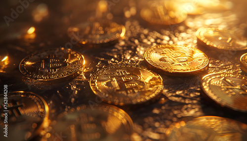 Gold coins cryptocurrency bitcoin
