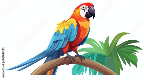 Illustration of macaw parrot. Tropical exotic bird
