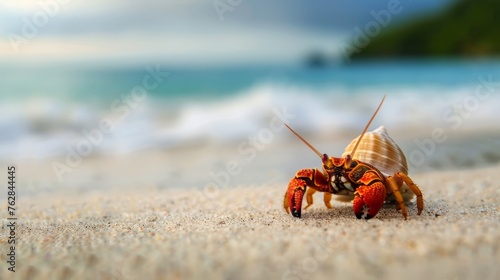 Hermit crab on the beach of Thailand.