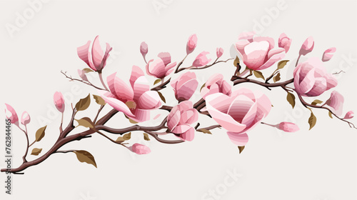 Illustration of magnolia branch. Beautiful decoration