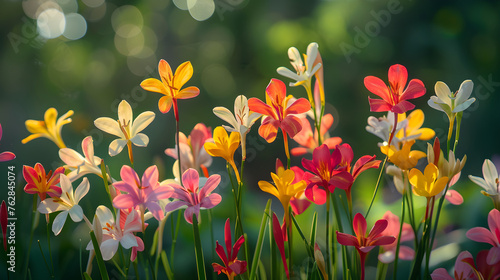 Glorious Bloom of Colorful Ixia Flowers: A Vivid Spring Canvas Painted by Nature © Antonio