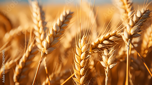 Close-up view of high quality wheat used in food production