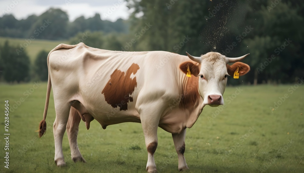 A Cow With Its Tail Flicking Irritated By Flies Upscaled 4