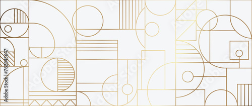 Luxury geometric gold line art and art deco background vector. Abstract geometric frame and elegant art nouveau with delicate. Illustration design for invitation, banner, vip, interior, decoration.