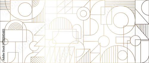 Luxury geometric gold line art and art deco background vector. Abstract geometric frame and elegant art nouveau with delicate. Illustration design for invitation, banner, vip, interior, decoration.
