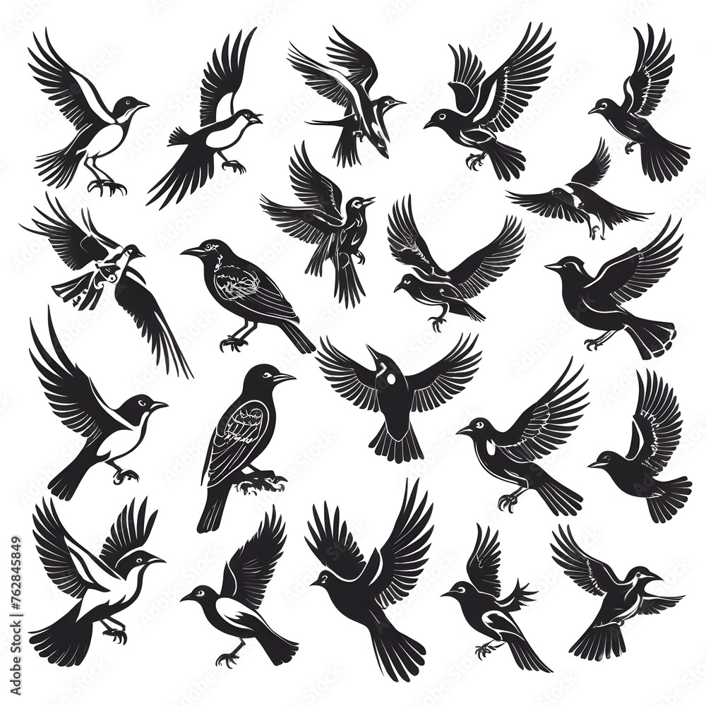 black and white collection of birds black and white collection of birds