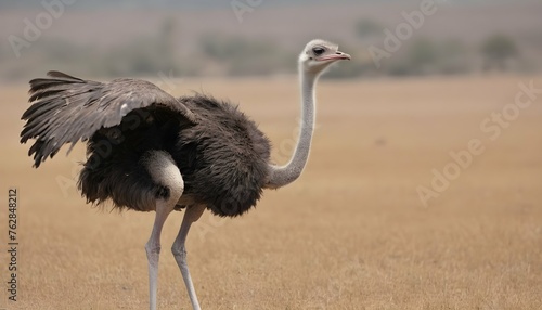 An Ostrich With Its Wings Angled To Catch The Bree Upscaled 6