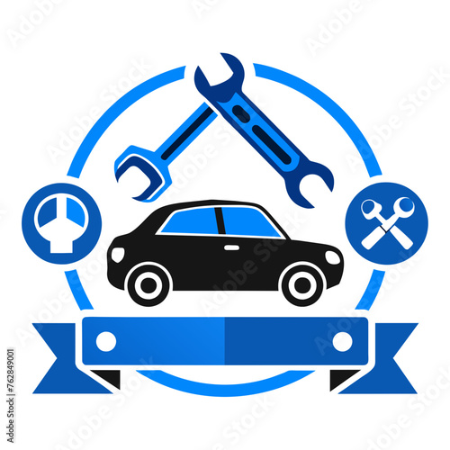 Car service icon set with black stroke and white background. Auto service, car repair icon set. Car service and garage.