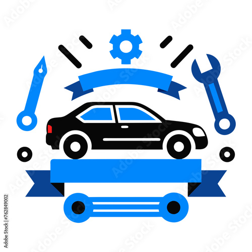 Car service icon set with black stroke and white background. Auto service, car repair icon set. Car service and garage.