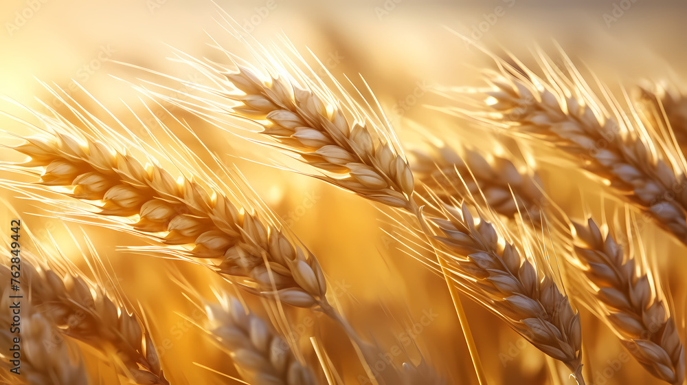 Close-up view of high quality wheat used in food production
