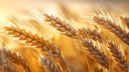 Close-up view of high quality wheat used in food production