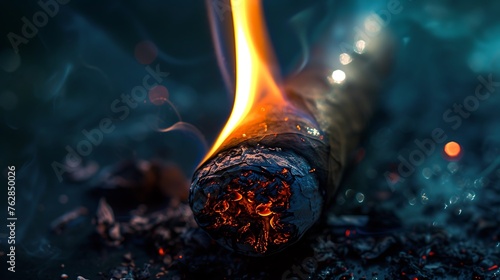 The cigar is ignited with a lighter and has burning © Ainur