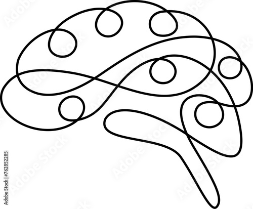 Abstract human brain line art. Hand drawn style. Vector illustration