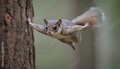 A Flying Squirrel Gliding Gracefully Between Trees Upscaled 2 © Zahra