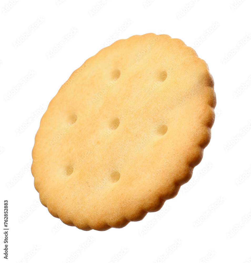 Tasty crispy round cracker isolated on white Tasty crispy round cracker isolated on white