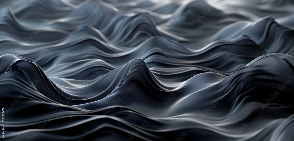 Smooth Black Silk Waves on Satin Background Smooth Black Silk Waves on Satin Background