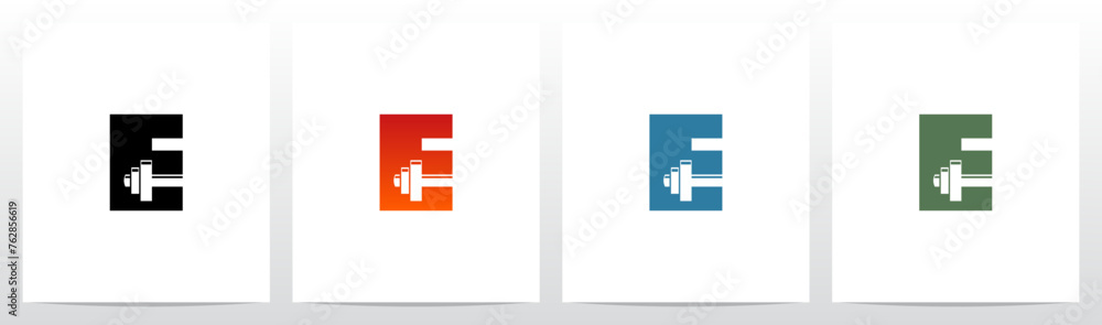Dumbbell Barbell on Letter Initial Logo Design E Dumbbell Barbell on Letter Initial Logo Design E