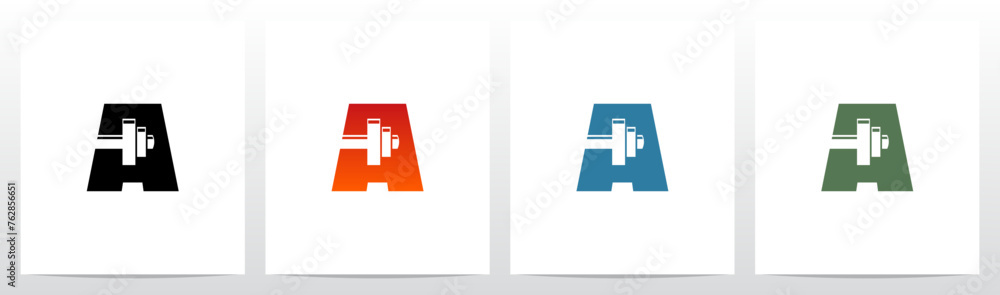 Obraz premium Dumbbell Barbell on Letter Initial Logo Design A