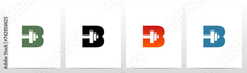 Dumbbell Barbell on Letter Initial Logo Design B