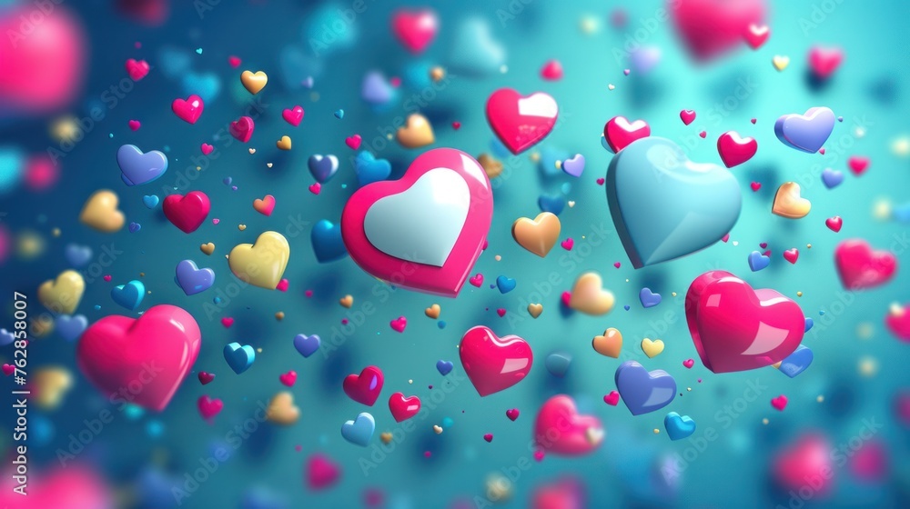 Social media like and heart icons background, vector illustration 